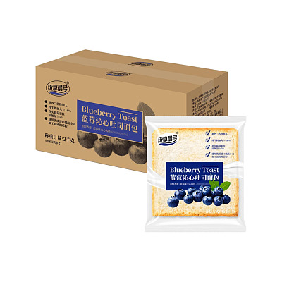 【整箱】津栎 统享晨号 蓝莓沁心吐司面包 约23个 2kg