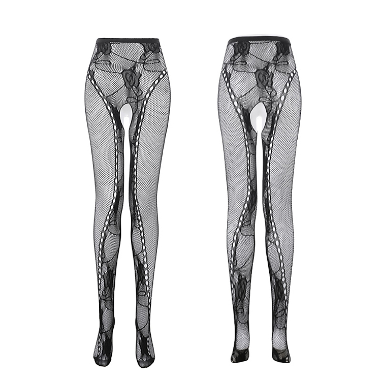 fermu-millennium-spice-rose-jacquard-open-crotch-pantyhose-black-5