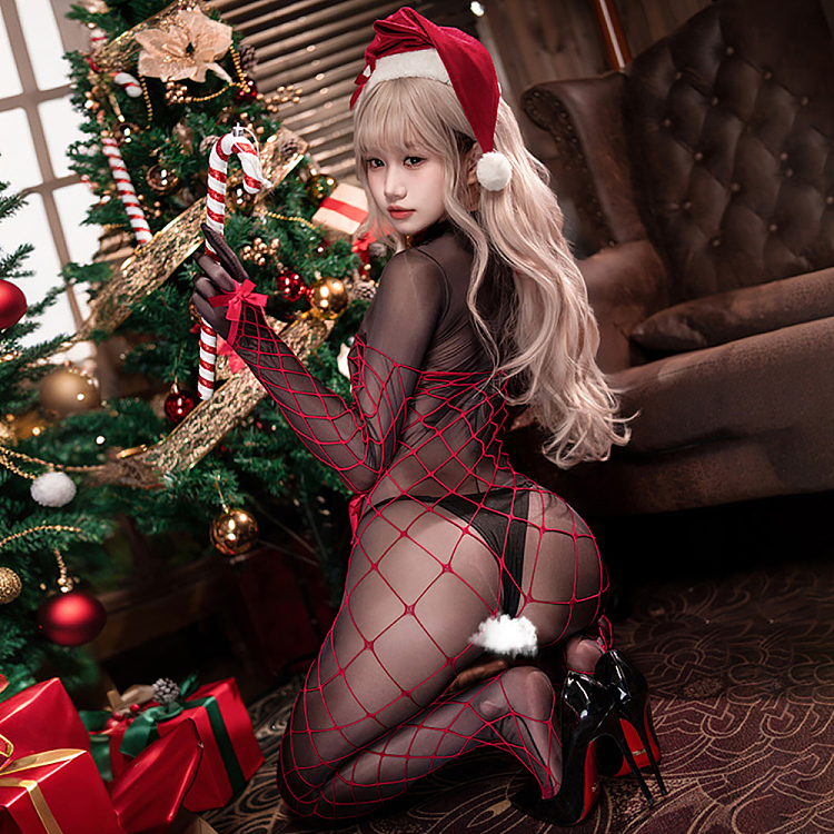 fermo-snow-night-sweetheart-sheer-skin-open-crotch-christmas-dress-redblack-4