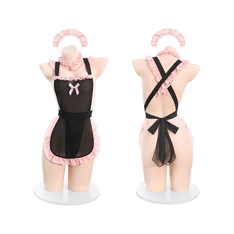fermo-erotic-bare-ass-one-piece-apron-maids-dress-black-pink-5