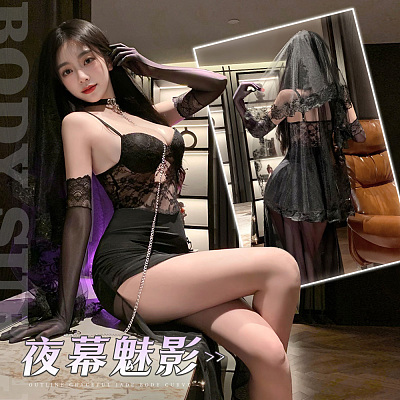 霏慕 夜幕魅影 含胸垫鱼尾睡裙 黑