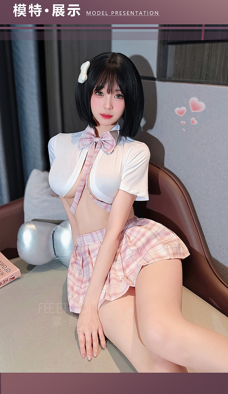 fermo-bow-tie-puffy-half-bust-college-dress-white-pink-4