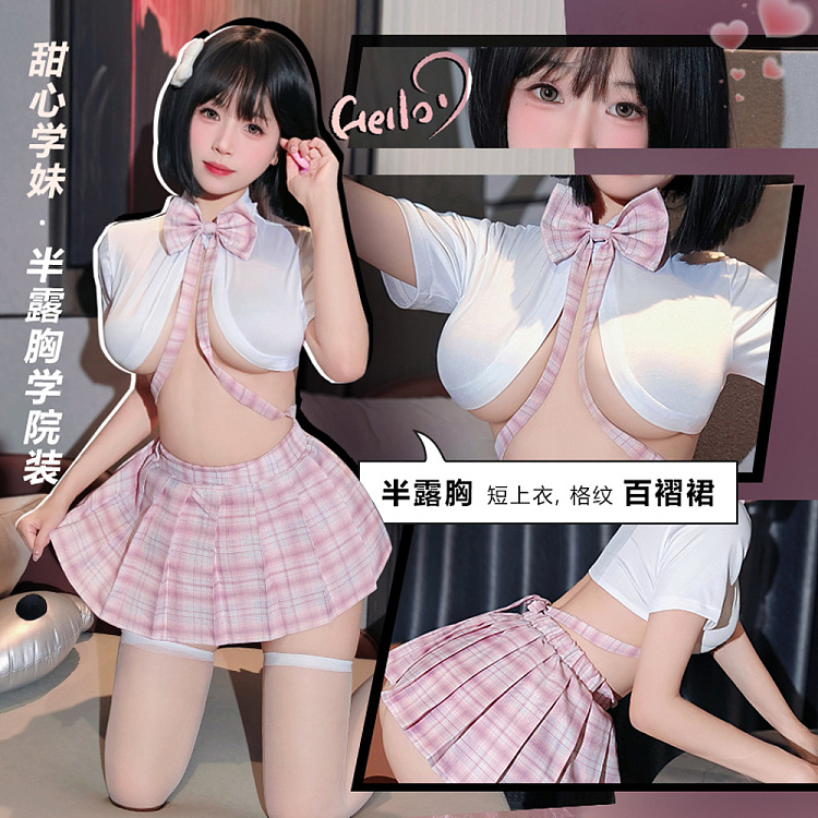 fermo-bow-tie-puffy-half-bust-college-dress-white-pink-1