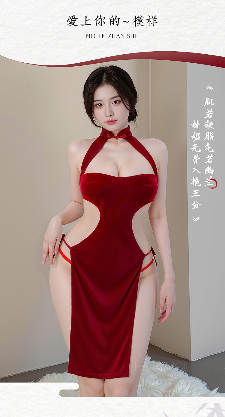 fermu-high-slit-tied-velvet-cheongsam-red-extra-large-size-4