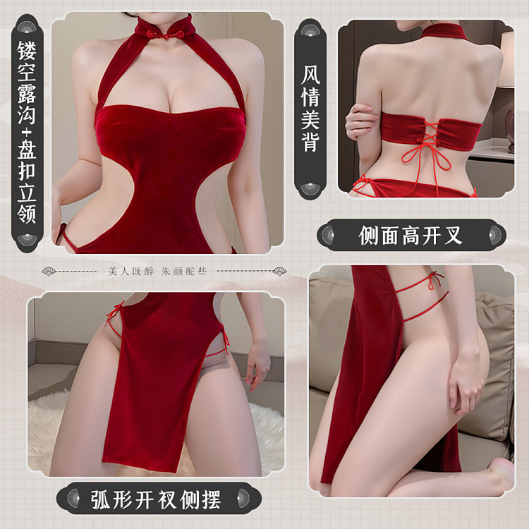 fermu-high-slit-tied-velvet-cheongsam-red-extra-large-size-4