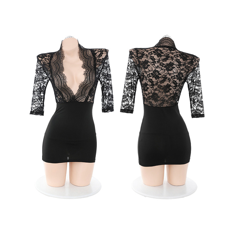 fermu-deep-v-lace-wrap-hip-secretary-dress-black-2