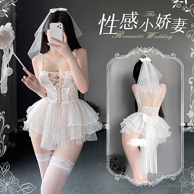 霏慕 纯爱新娘系列 前绑带新娘套装 月光白