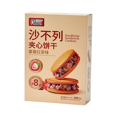 米芭滋 沙不列夹心饼干 草莓红茶味 200g