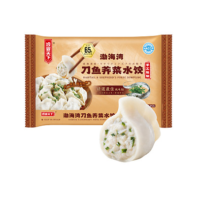 【冻】Umall面点 饺宴天下系列 纯手工刀鱼荠菜水饺 500g