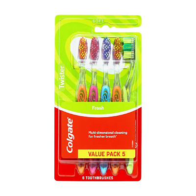 COLGATE高露洁 扭结清新软毛牙刷 5支装