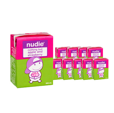 【整箱】Nudie 儿童纯果汁 草莓苹果汁 200ml*10