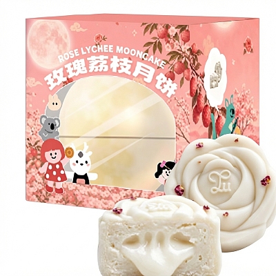 小鹿制甜 星球系列I5 玫瑰荔枝月饼 1颗 55g