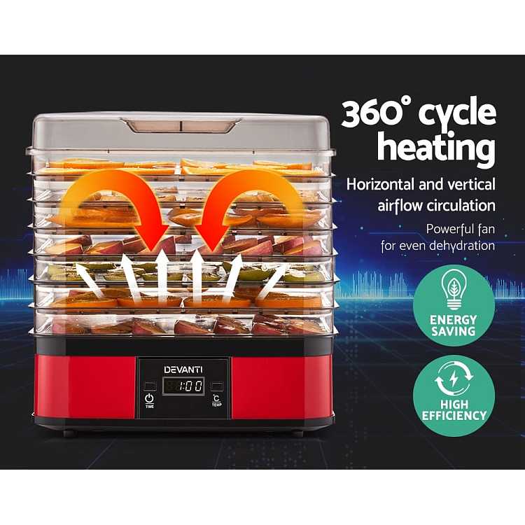 devanti-food-dehydrator-7-trays-with-removable-trays-lcd-display-food-grade-ps-material-temperature-range-40-70-245w-red-1