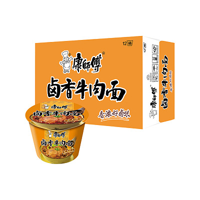 【整箱】康师傅 卤香牛肉面 桶装 110g*12桶/箱