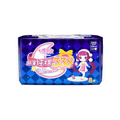 七度空间 夜用加长卫生巾 8片装 338mm