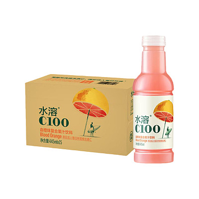 【整箱】农夫山泉 水溶C100 血橙味 445ml*15瓶/箱