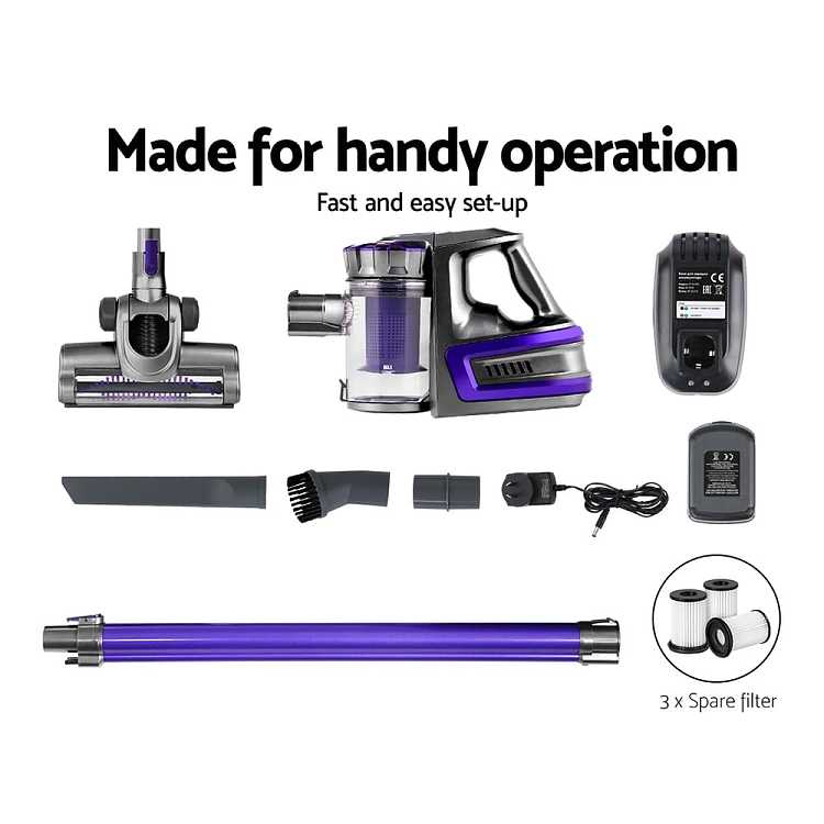 devanti-wireless-handheld-vacuum-cleaner-2-speed-variable-speed-removable-straw-anti-tangle-design-free-3-replaceable-filters-capacity-05l-22-18-122cm-150w-purple-3