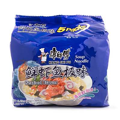 康师傅 鲜虾鱼板面 98g*5袋/包 