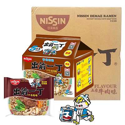 【整箱】日清 出前一丁 五香牛肉味 100g*5包*6组/箱