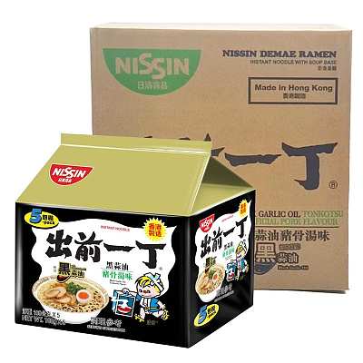 【整箱】日清 出前一丁 黑蒜油猪骨汤味 100g*5包*6组/箱