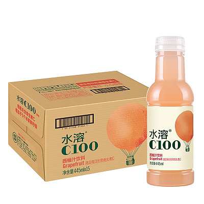 【整箱】农夫山泉 水溶C100 西柚味 445ml*15瓶/箱