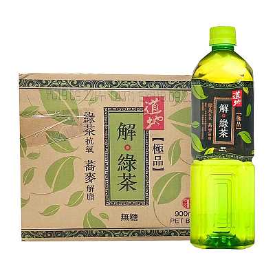 【整箱】道地 极品解绿茶 无糖 900ml*12瓶/箱