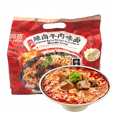 阿宽 川式辣卤牛肉味面 110g*4袋/包 440g