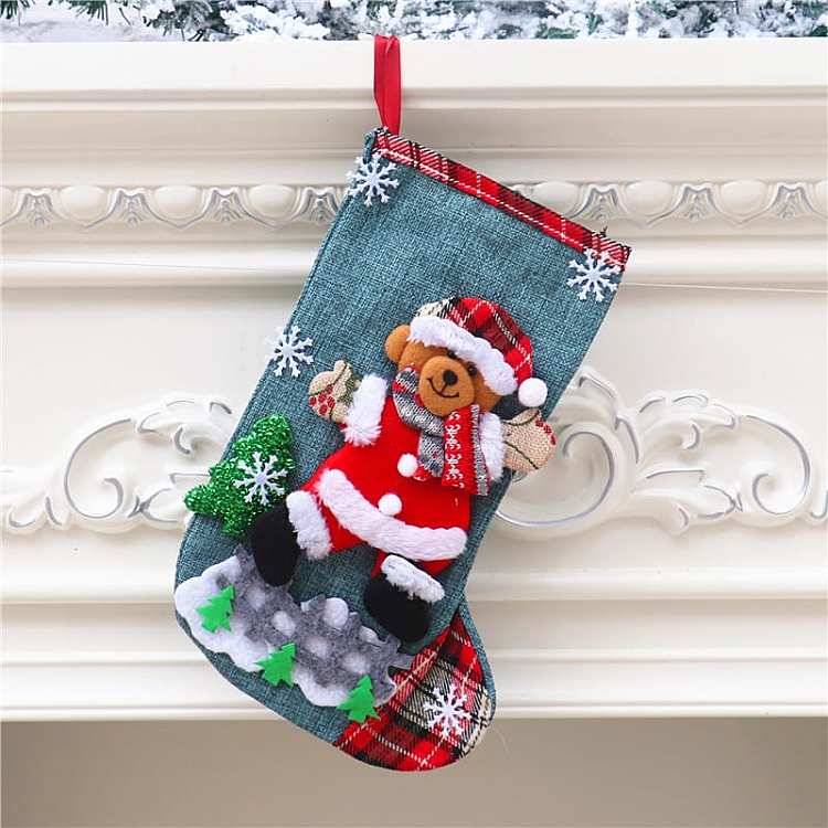 christmas-linen-large-size-socks-bear-pattern-1