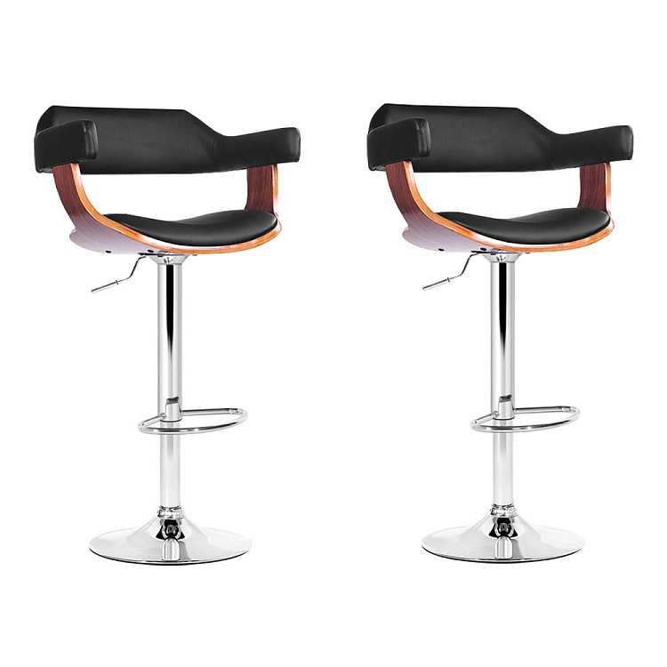 artiss-pu-leather-rotatable-backrest-lift-bar-stool-2-piece-set-black-wood-color-2