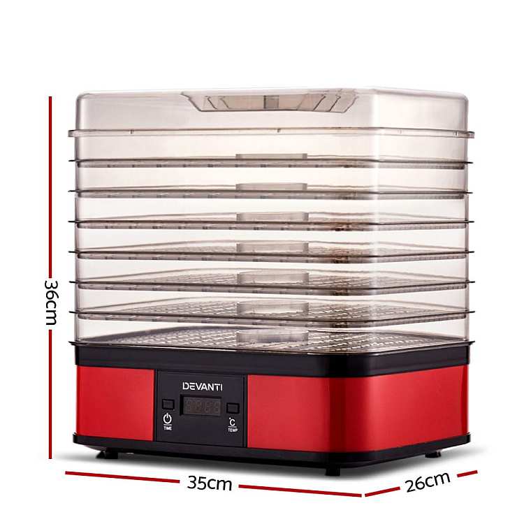 devanti-food-dehydrator-7-trays-with-removable-trays-lcd-display-food-grade-ps-material-temperature-range-40-70-245w-red-3