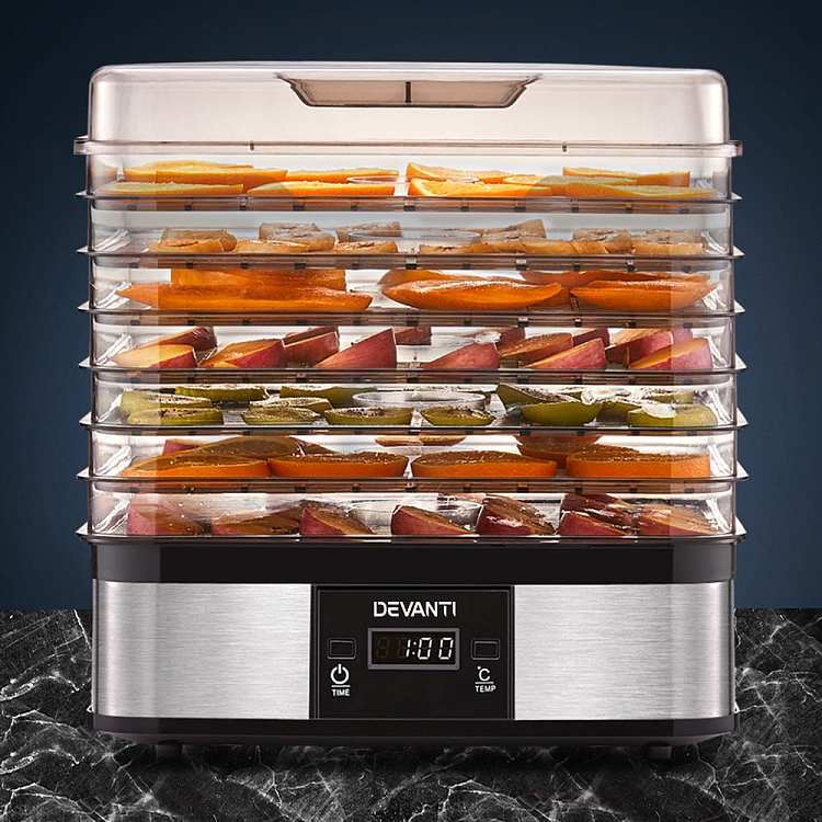 devanti-food-dehydrator-7-tray-part-tray-removable-lcd-display-food-grade-ps-material-40-70-245w-silver-1