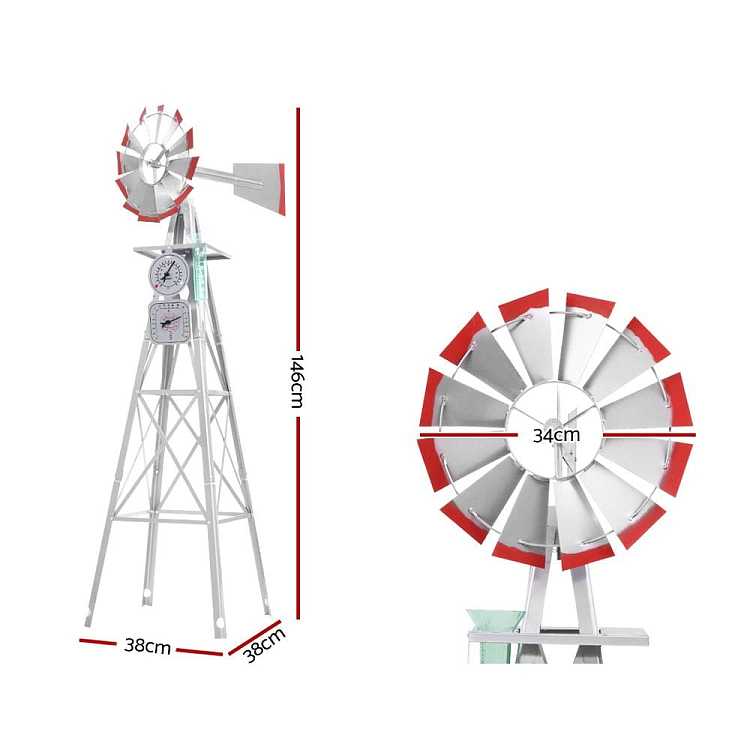 gardeon-outdoor-decorative-garden-windmill-with-built-in-wind-vane-mini-weather-station-metal-frame-resistant-to-strong-winds-and-rust-corrosion-2
