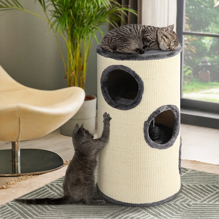 ipet-cylindrical-cat-climbing-frame-with-litter-gray-70cm-1