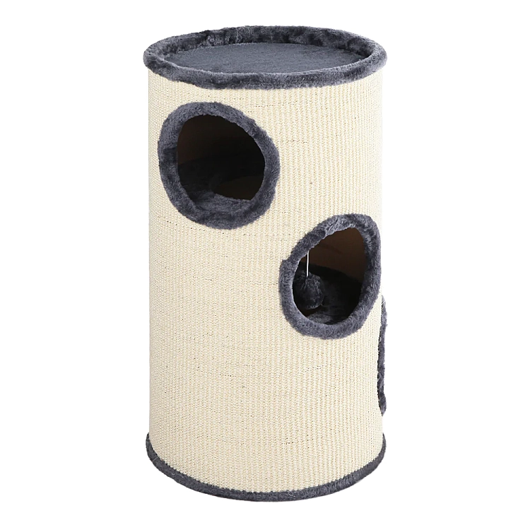 ipet-cylindrical-cat-climbing-frame-with-litter-gray-70cm-2