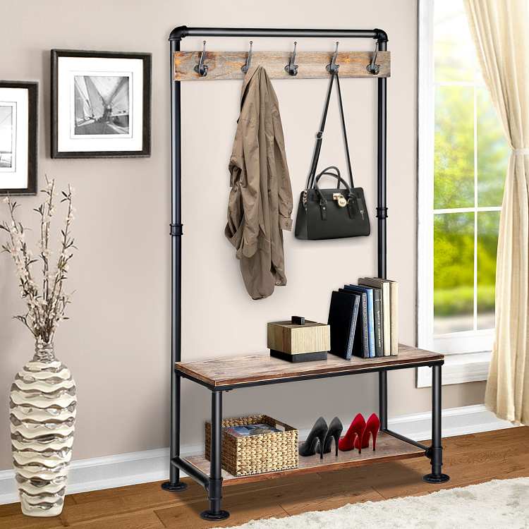 artiss-clothes-rack-2-layer-shoe-rack-black-wood-color-161cm-1
