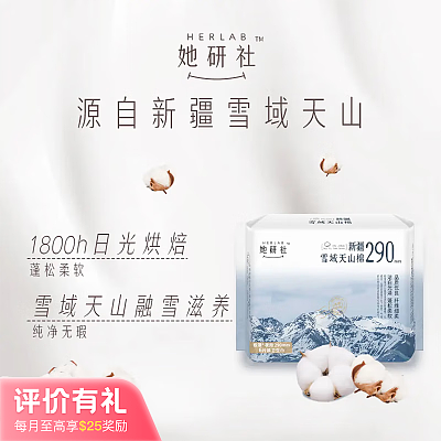 她研社 雪域天山棉系列 夜用卫生巾 290mm 6片