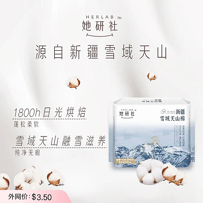 她研社 雪域天山棉系列 日用卫生巾 240mm 8片
