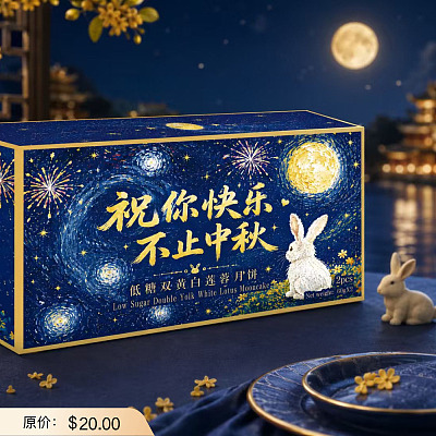 【礼盒】禧月阁 低糖双黄白莲蓉月饼 2pcs 320g
