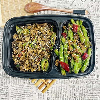 4684梅干菜肉末（小辣）+干煸四季豆（微辣）（1000ml盒装）