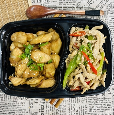 3196芹菜泡椒炒肉丝+油焖茭白（1000ml盒装）