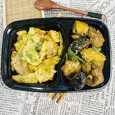 2168嫩香菇焖鸡锅+手撕包菜（1000ml盒装）