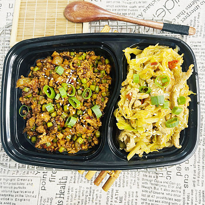 756 辣炒包菜肉丝（中辣）+咸香三丁炒肉末（中辣） （1000ml盒装）