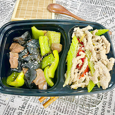 606芹菜泡椒炒肉丝＋爆炒鸭血（1000ml盒装）