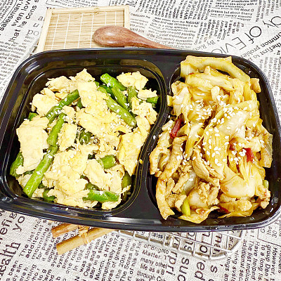 516辣炒包菜肉丝(中辣)＋蛋炒四季豆（1000ml盒装）