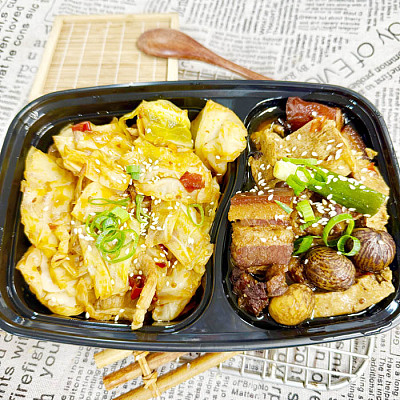 357栗子红烧肉焖冻豆腐＋手撕包菜(中辣)（1000ml盒装）