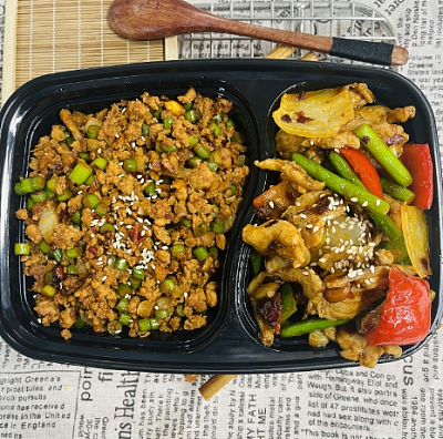 782蒜苔洋葱炒肉+咸香三丁炒肉末（中辣）（1000ml盒装）